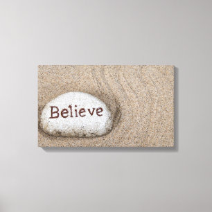 woord Geloof op strandsteen Canvas Afdruk