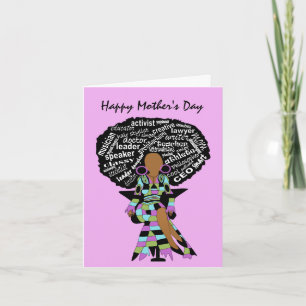 Woord Kunst Afro Dame Afro-Amerikaanse Moederdag Kaart