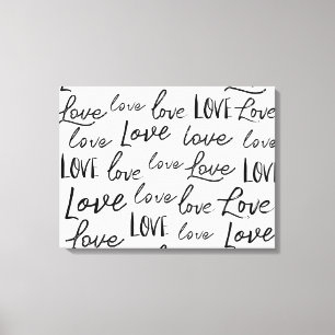 Woord Liefde Typografie Kalligrafie Script Canvas Afdruk
