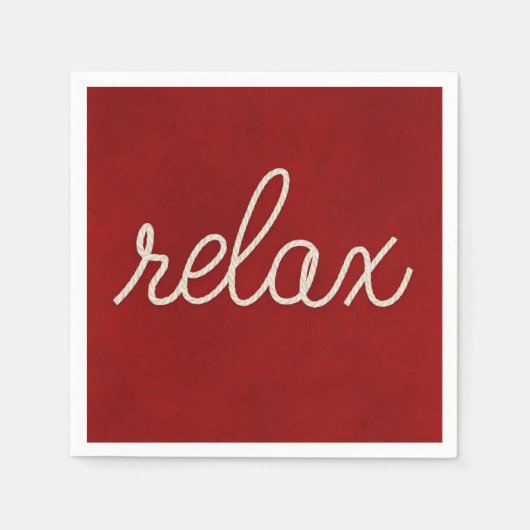 woord RELAX in witte nautische touw Servetten (Voorkant)