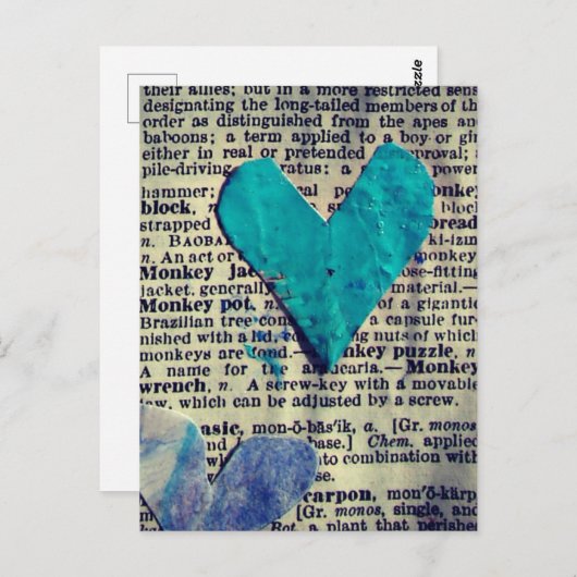 Woorden en harten Abstracte Collage Briefkaart (Voorkant / Achterkant)