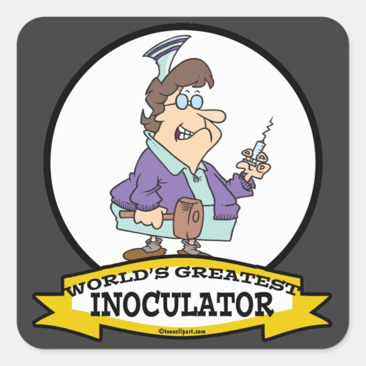 WOORDEN GROOTSTE INOCULATOR CARTOON VIERKANTE STICKER (Voorkant)