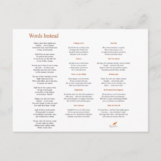 Woorden in plaats daarvan gedicht briefkaart (Voorkant)
