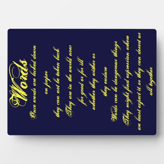 Woorden ...Plaque Fotoplaat (voorkant)