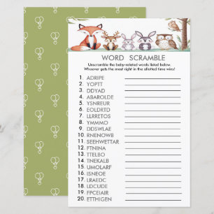 Woorden Scramble Woodland Animals Douche Spellet