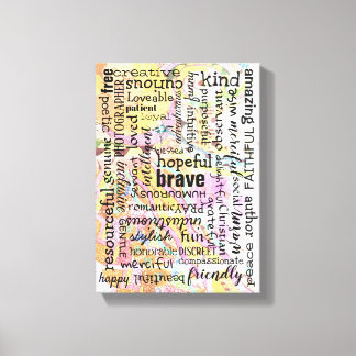 Woorden van bevestiging Collage Canvas Afdruk