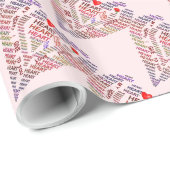 Woorden van Heart Wrapping Paper Cadeaupapier (Rol Hoek)