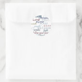 Woorden van inspiratie ronde sticker (Tas)