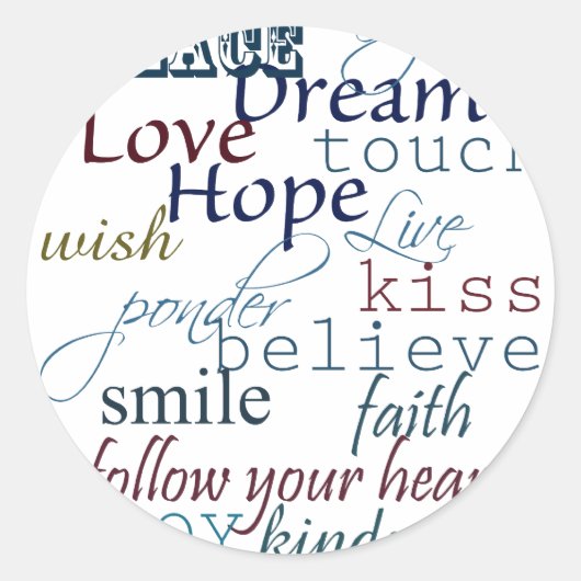 Woorden van inspiratie ronde sticker (Voorkant)
