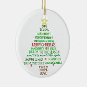 Woorden van kerstboomversiering keramisch ornament (Rechts)