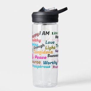Woorden van positieve affirmaties waterfles