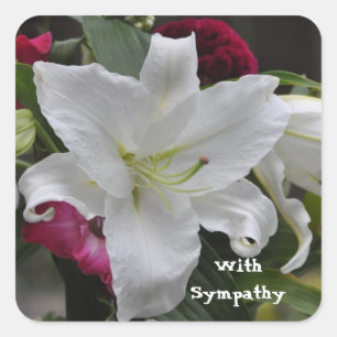 Woorden van sympathie van Janz White Lily Vierkante Sticker