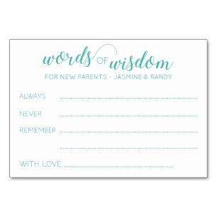Woorden van Wisdom New Parents Baby shower Advice Kaart