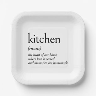 Woordenboekdefinitie voor KITCHEN Papieren Bordje