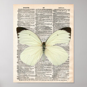 woordenboekpagina en witte vlinder poster