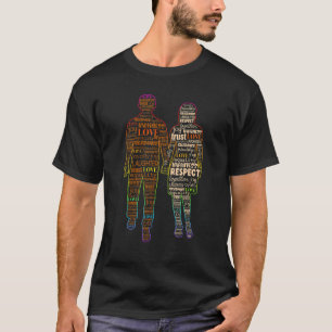 Woordenliefde tolerantie gelijkheid vreugde respec t-shirt