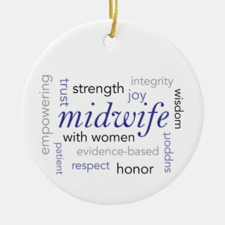 woordwolk van vroedvrouw keramisch ornament