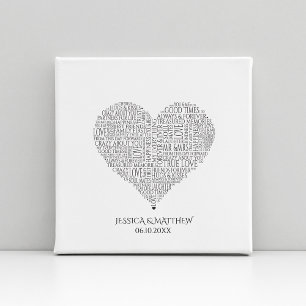 Woordwolk voor huwelijken en jubilea canvas afdruk