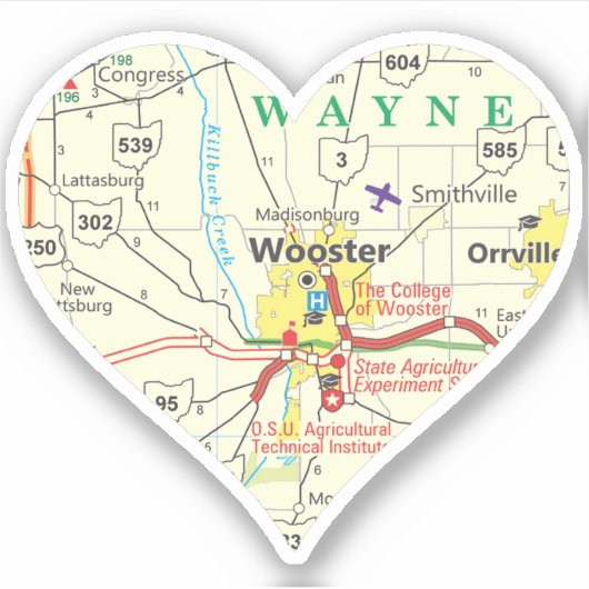 Wooster OH  Map Sticker (Voorkant)