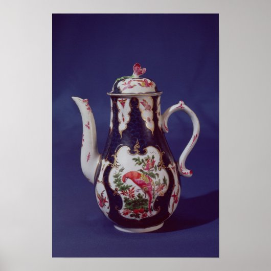 Worcester koffiepot, versierd met vogels poster (Voorkant)