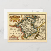 Worcestershire County Map, Engeland Briefkaart (Voorkant / Achterkant)