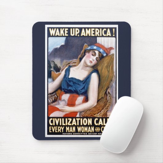 Word Amerika wakker! Patriottische Freedom Art Muismat (Met muis)