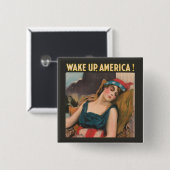 Word Amerika wakker! Vierkante Button 5,1 Cm (Voorkant /achterkant)