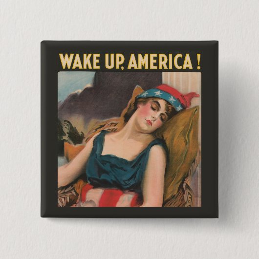 Word Amerika wakker! Vierkante Button 5,1 Cm (Voorkant)
