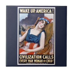 Word Amerika wakker! Vintage patriottische vrijhei Tegeltje