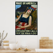 Word Amerika wakker! ~  WW1 Poster (Keuken)
