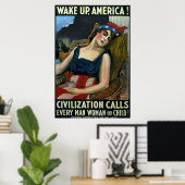Word Amerika wakker! ~  WW1 Poster (Thuiskantoor)