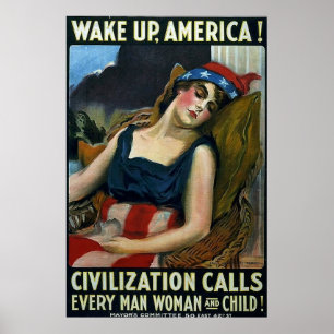 Word Amerika wakker! ~  WW1 Poster