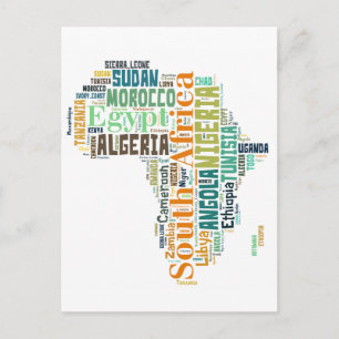 Word Art Afrika Briefkaart
