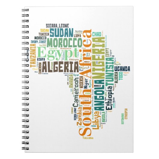 Word Art Afrika Notitieboek (Voorkant)