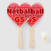 Word Art Ball Design Netball Hart Handwaaier (Voorkant en achterkant)