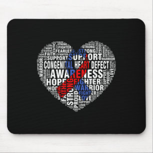 Word Art Hart Rood & Kamp; Blauw Ribbon CHD Bewust Muismat