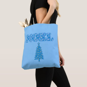 Word Art - Knoop gevarieerd met bomen Light Blue T Draagtas