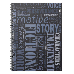 Word Art-laptop van Blue Fiction Writer Notitieboek