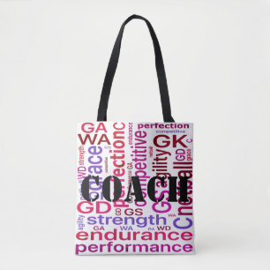 Word Art Netball Coach-Canvas tas