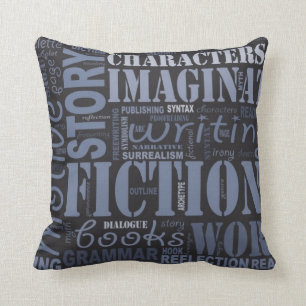 Word Art Sierkussen van Blue Fiction Writer