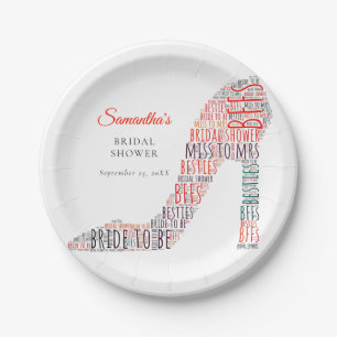 Word Art Stiletto Naam Rode Tekst Datum Vrijgezell Papieren Bordje