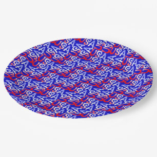 Word Art USA Text, Blue-PAPER PARTY BORDEN Papieren Bordje