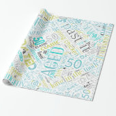 Word Cloud 50 Blue ID266 van Birthday Cadeaupapier (Uitgerold)