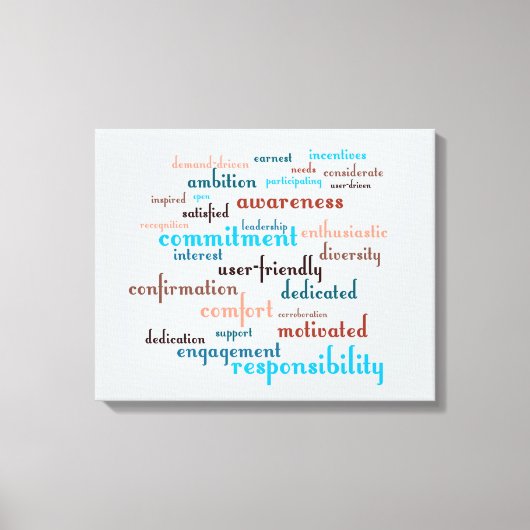 Word Cloud achtergrond voor teammotivatie Canvas Afdruk (Voorkant)