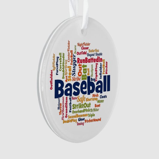 Word Cloud Baseball Ornament (voorkant)