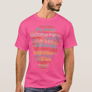 Word Cloud Camping Hiking Mannen van de National P T-shirt
