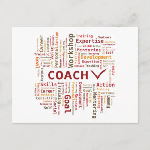 Word Cloud Coach-expertise - rood Sinaasappel Briefkaart