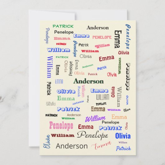 Word Cloud Fab Fab Fun, persoonlijk script voor fa Kaart (Voorkant)