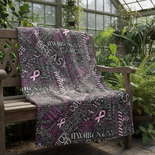 Word Cloud ID261 voor borstkanker Fleece Deken