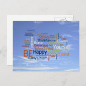 Word Cloud in Blue Sky Inspire Briefkaart (Voorkant / Achterkant)